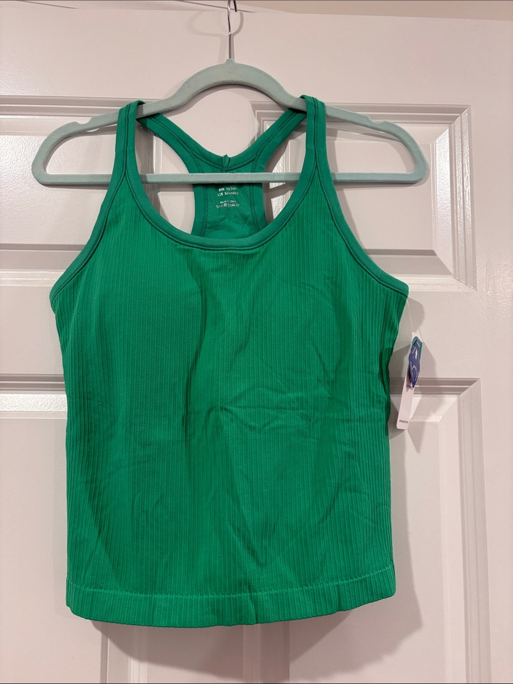 Green Ribbed Racerback Tank Top